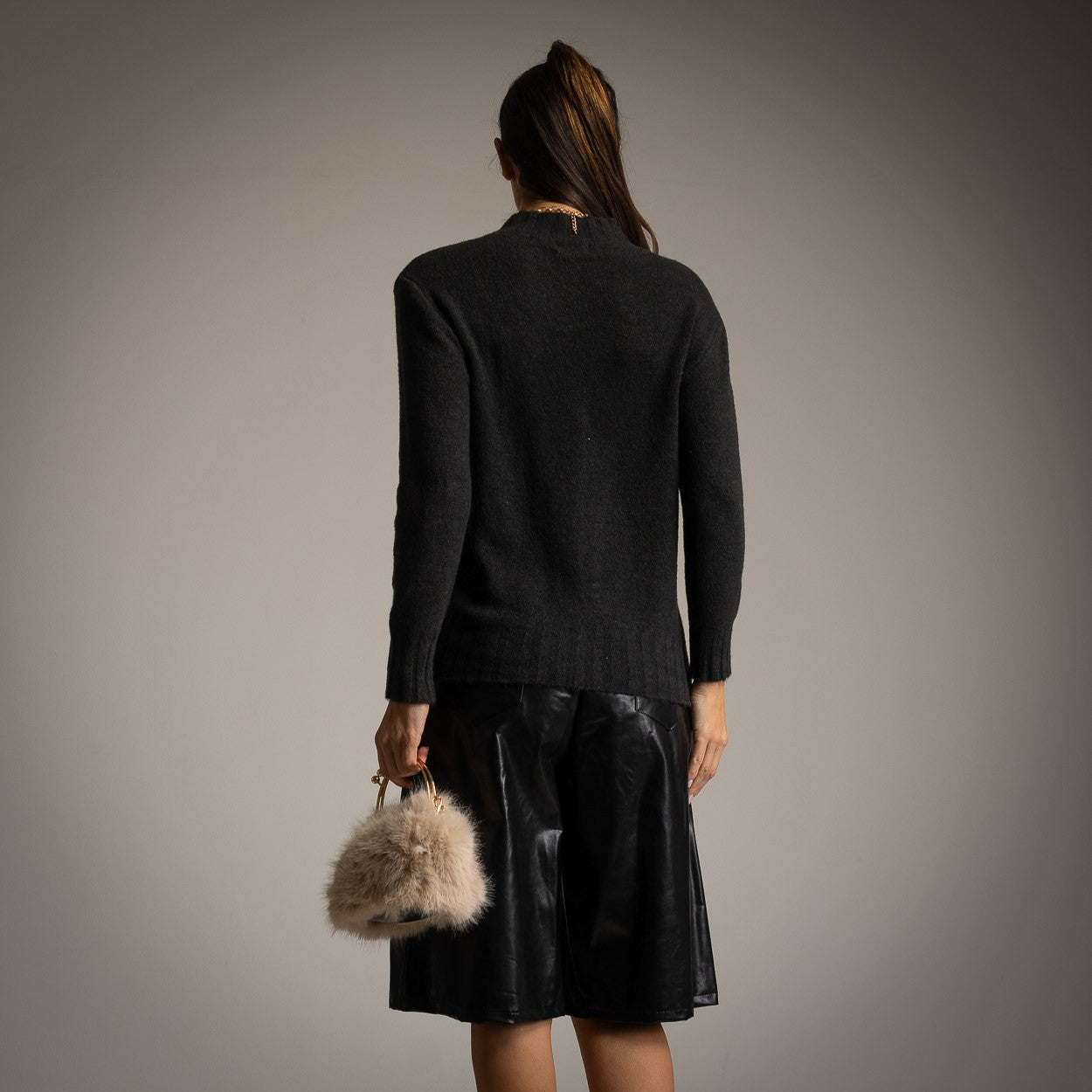 Rollkragen-Sweater – uni