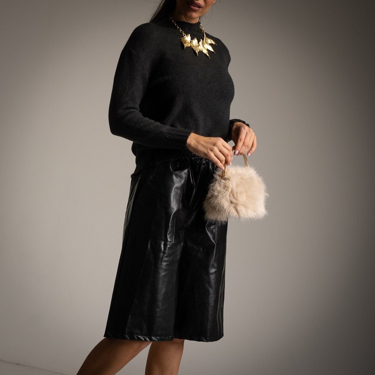 Rollkragen-Sweater – uni