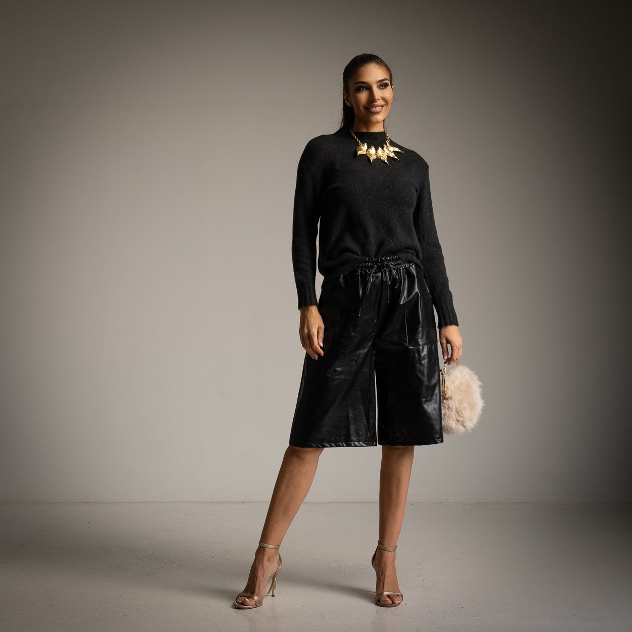 Rollkragen-Sweater – uni