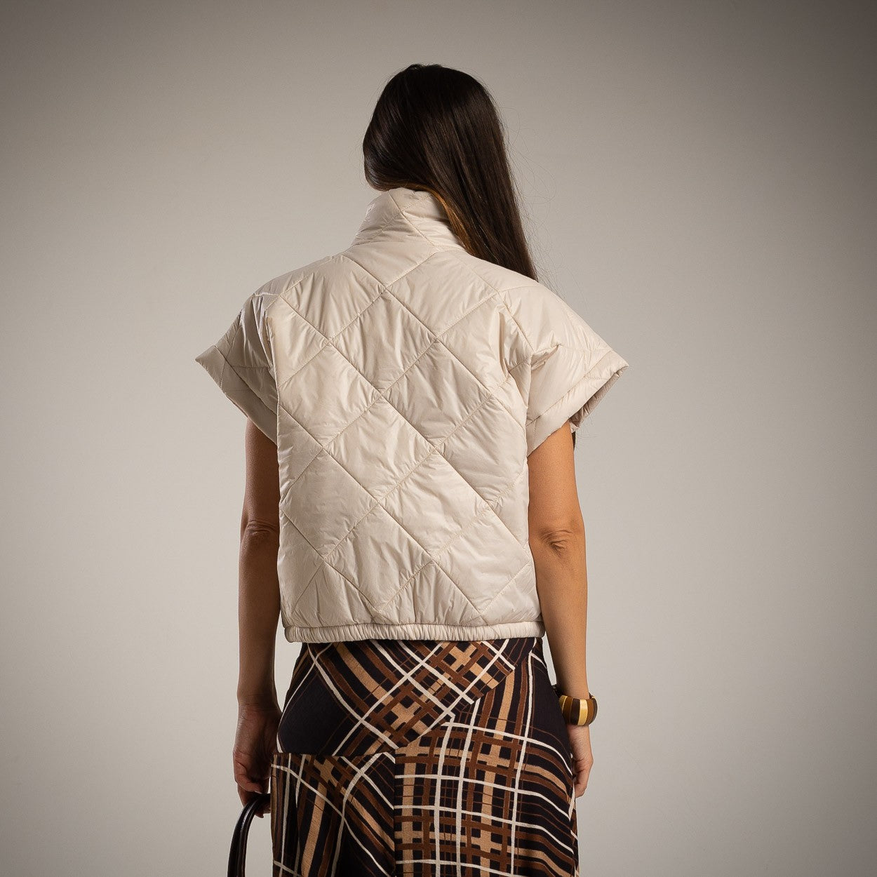 Steppweste mit Zipper – Fluor-Detail