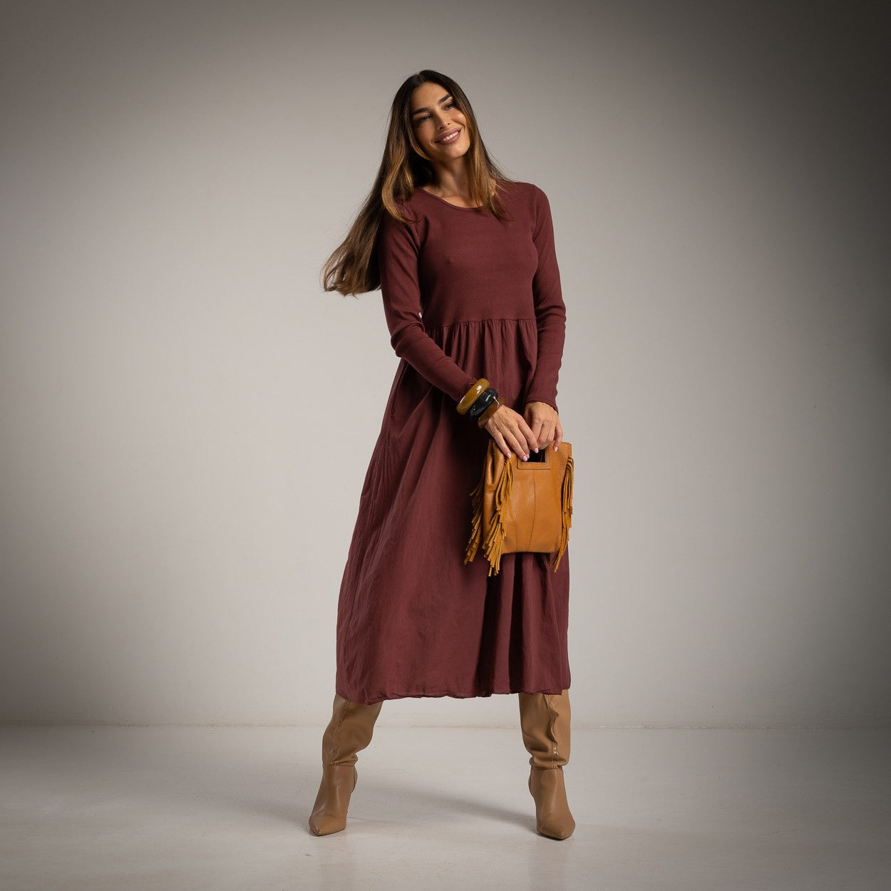 Rippkleid aus Baumwolle mit Taschen