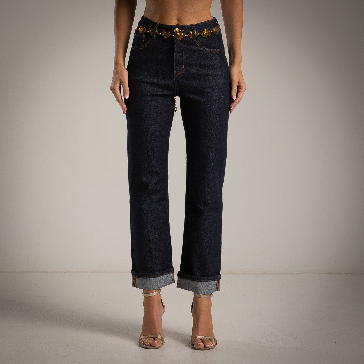 Jeans mit Herzgürtel – Dark Denim (36)