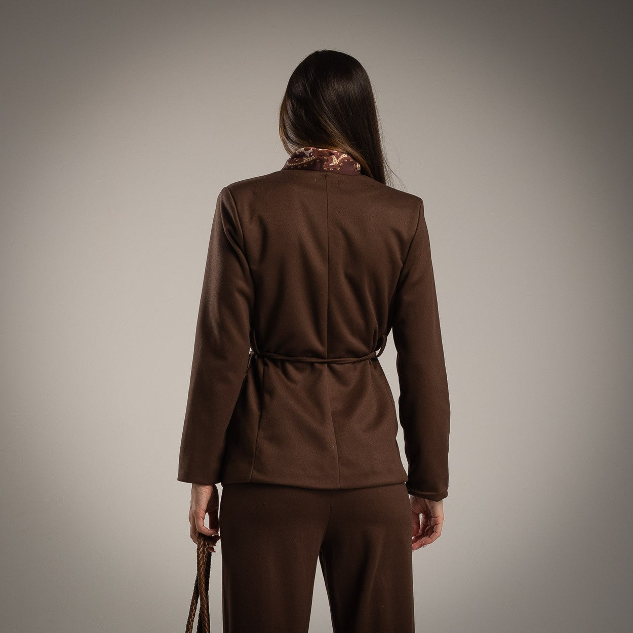 2-teiliges Set: Blazer + Schal – Chocolate