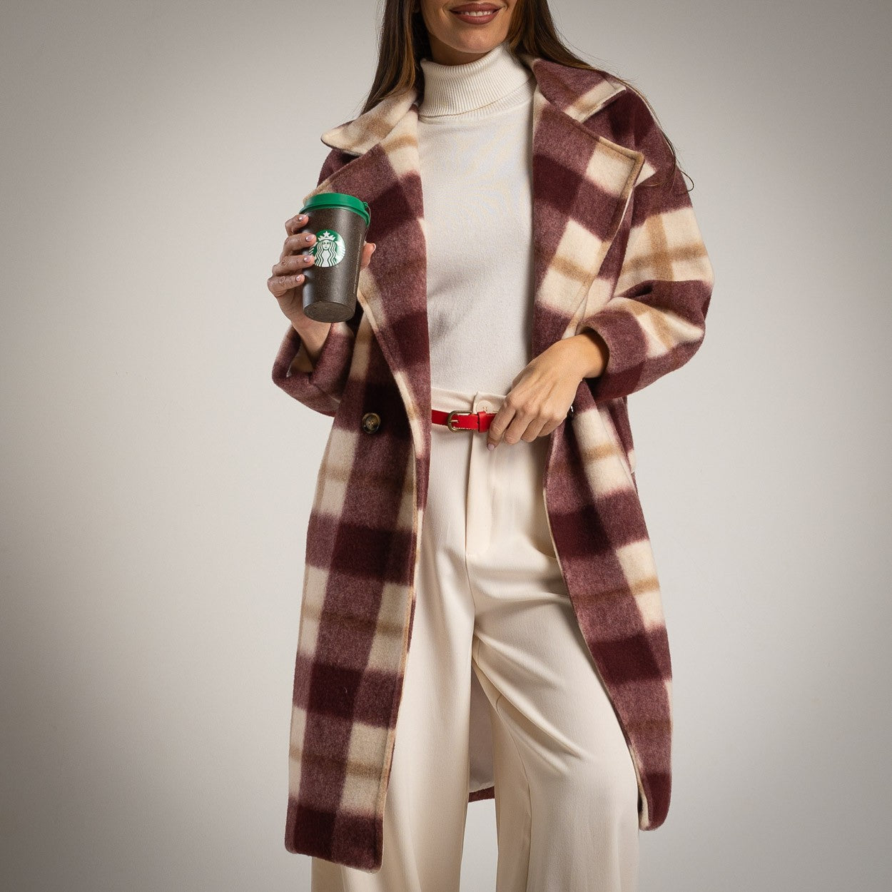 Abrigo Oversize Cuadros Forrado