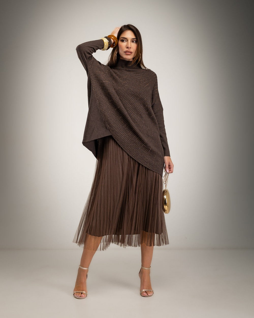Zweiteiliges Kleid-Set mit Lurex-Details – Produktansicht – Albanos 6300-49