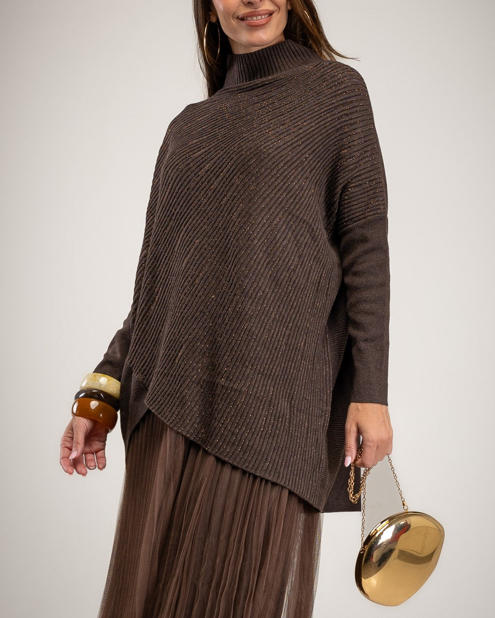 Zweiteiliges Kleid-Set mit Lurex-Details – Produktansicht – Albanos 6300-49