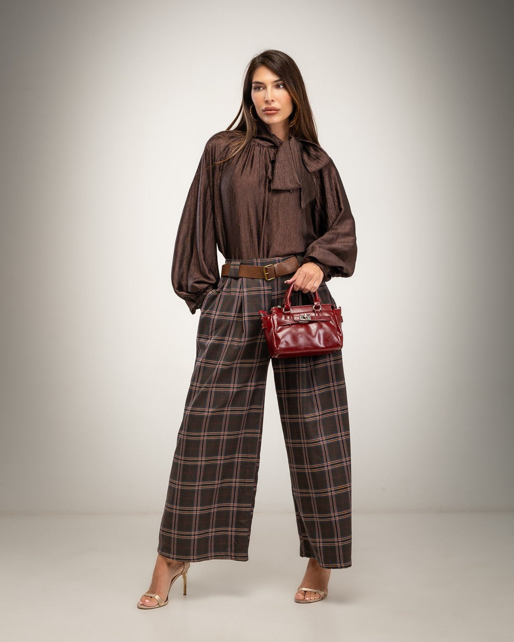 Schimmernde Bluse mit besonderem Ausschnitt – Produktansicht – Albanos 4220-49