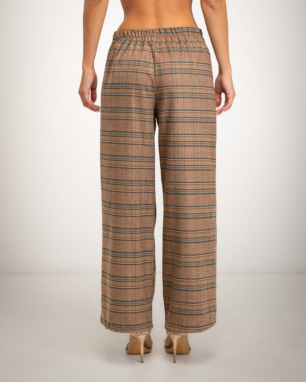 Weite Karohose in Taupe – Produktansicht – Albanos 5228-18