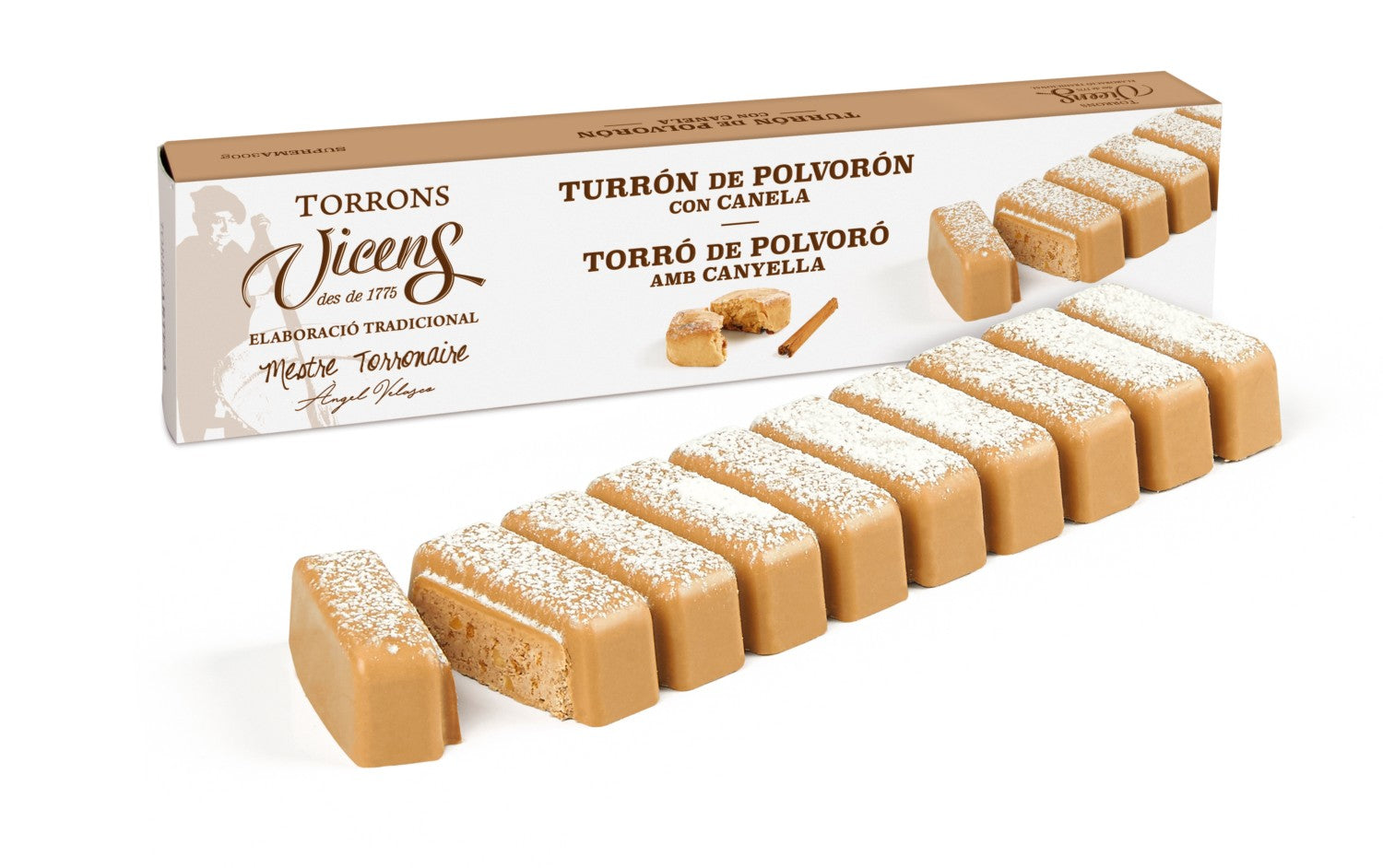 Turrón de Polvorón mit Zimt 300 g – Vicens